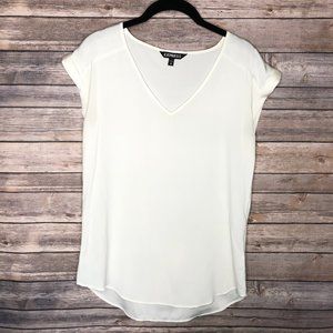 EXPRESS Eggshell White Silky V-neck T Shirt XS